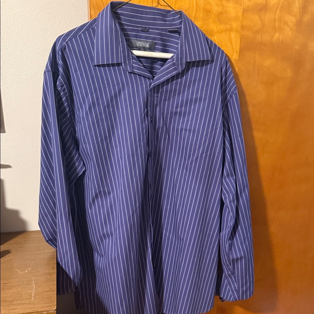 Reaction Kenneth Cole Men's Blue Striped Dress Shirt